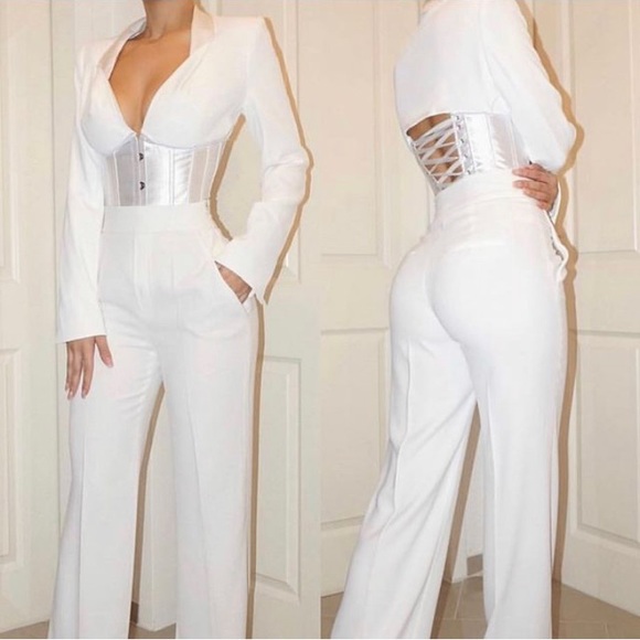 Duygu Ay Paris, US 6, satin corset blazer blanc, beautiful couture garment, NWT! - Picture 3 of 11